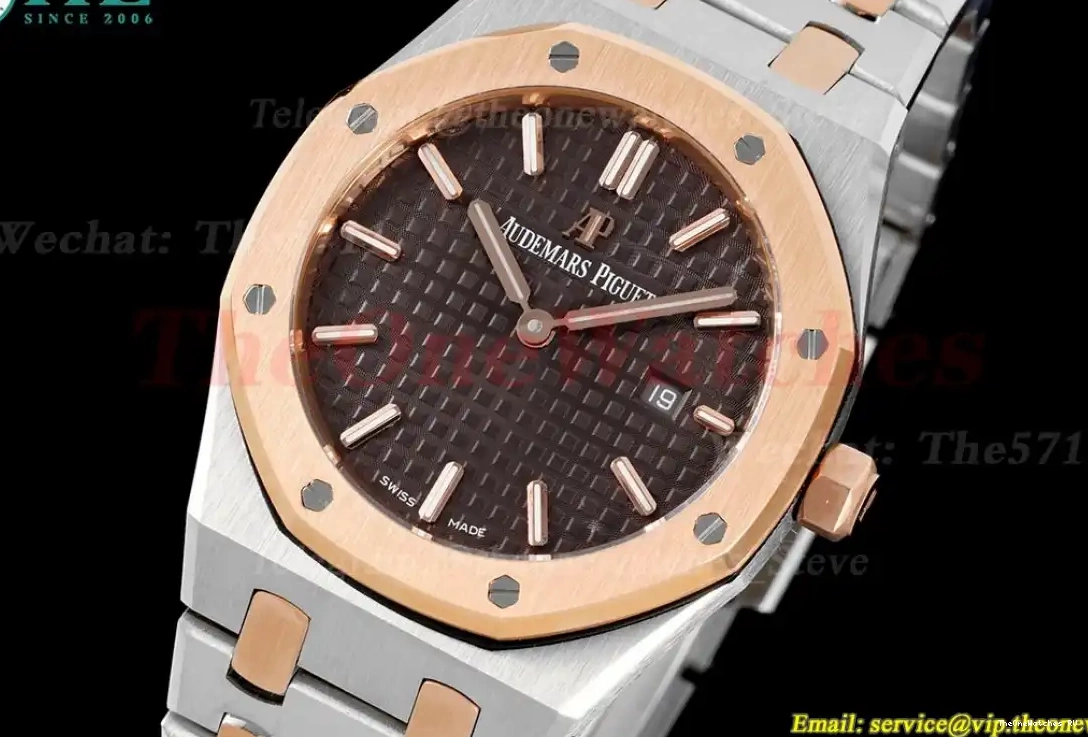 JJF Royal Swiss SS Brown Qtz Dial 33mm RG Ladies Oak 0517